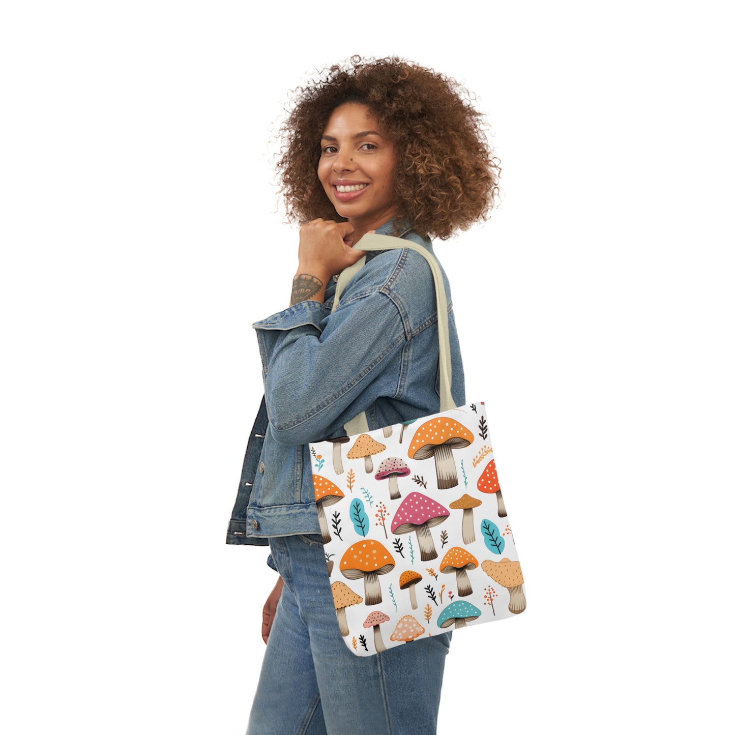Colorful Mushroom Polyester Canvas Tote Bag (AOP)