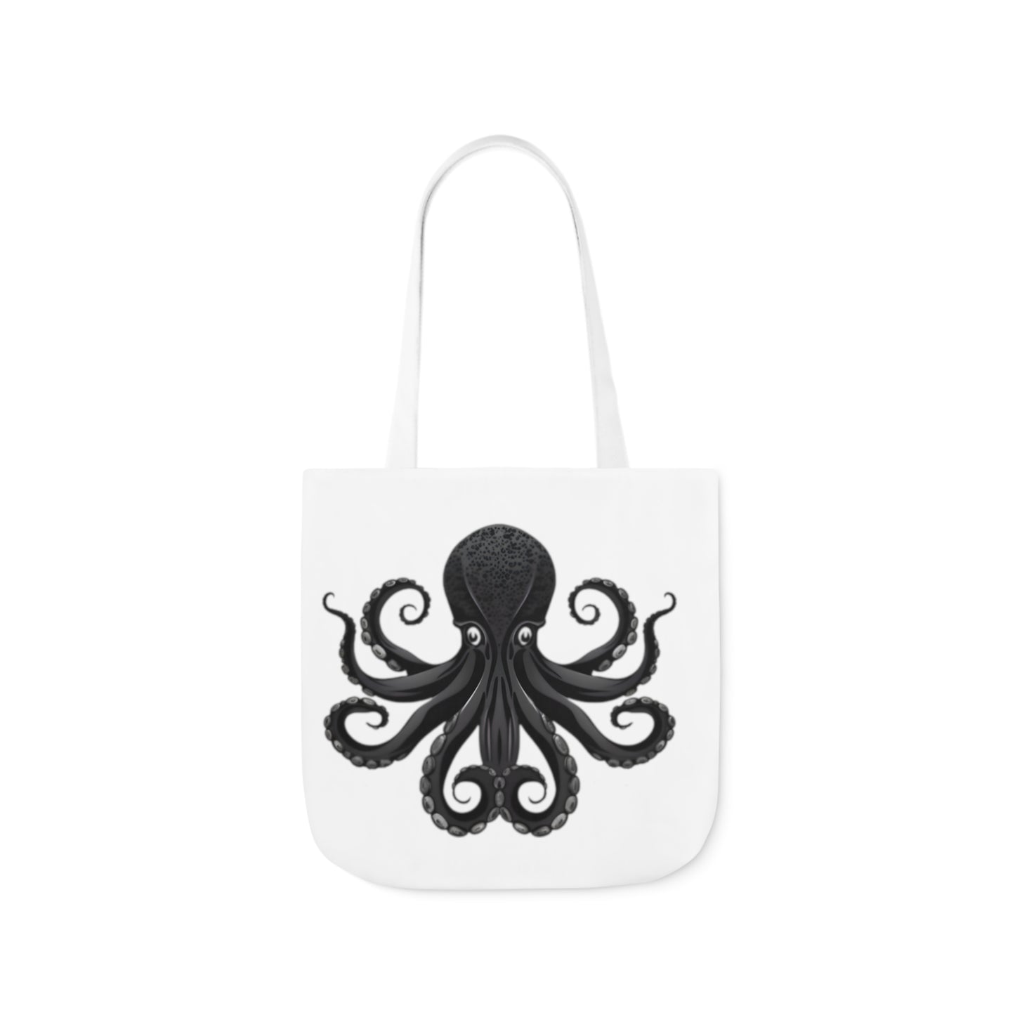 Black Octopus Polyester Canvas Tote Bag (AOP)