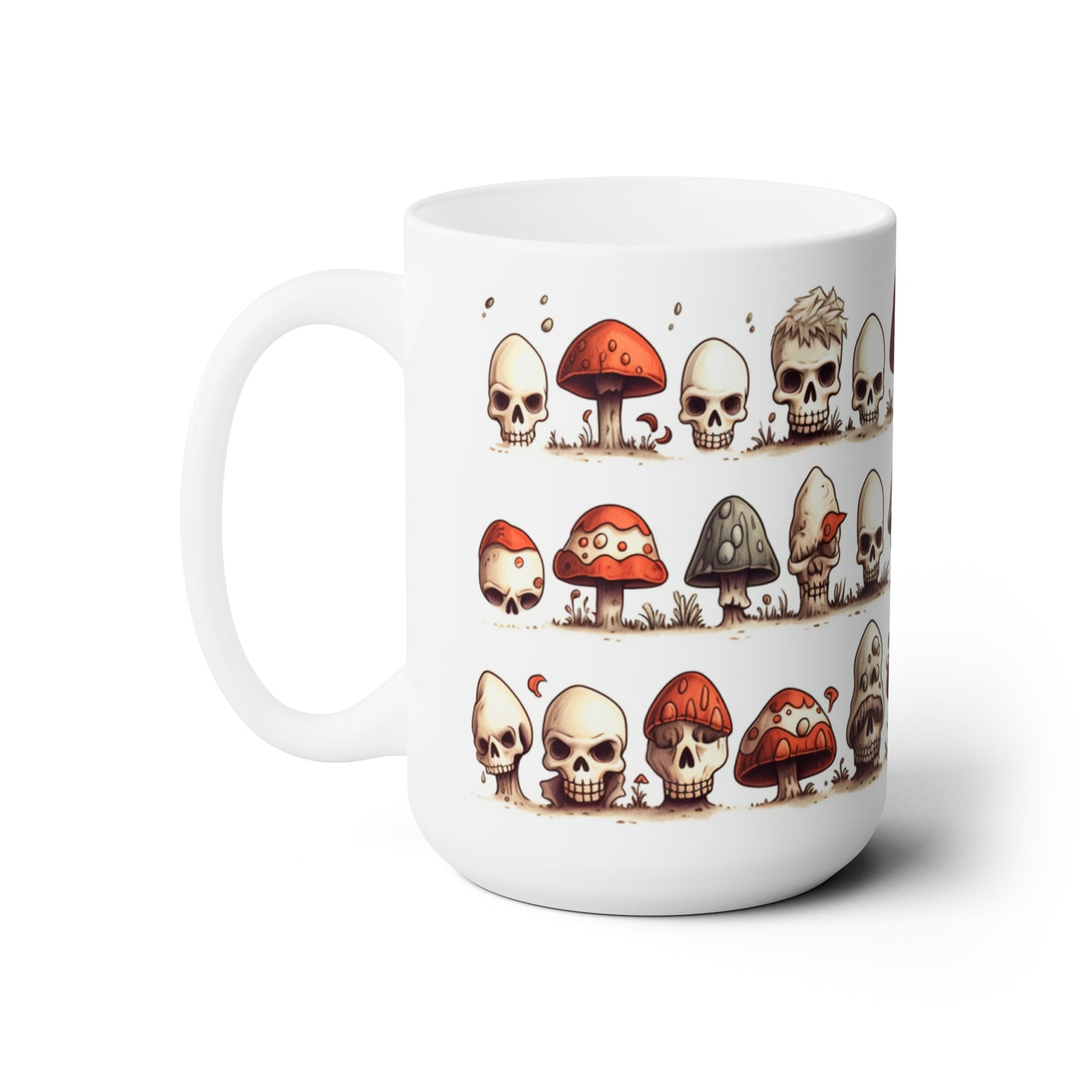 Skulls And Mushrooms Ceramic Mug 15oz