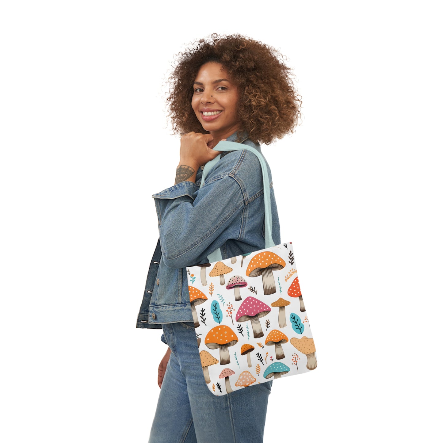 Colorful Mushroom Polyester Canvas Tote Bag (AOP)