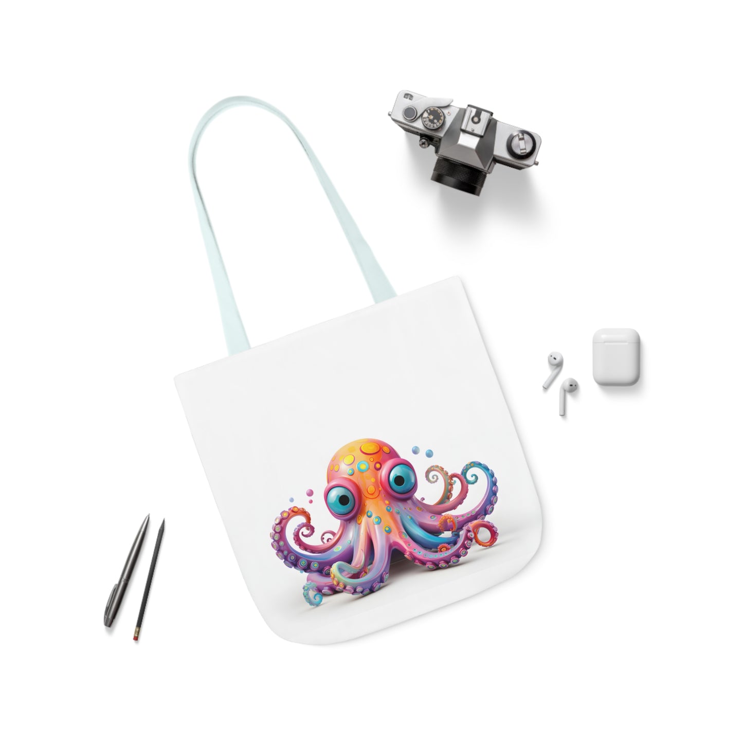 Colorful Octopus Polyester Canvas Tote Bag (AOP)