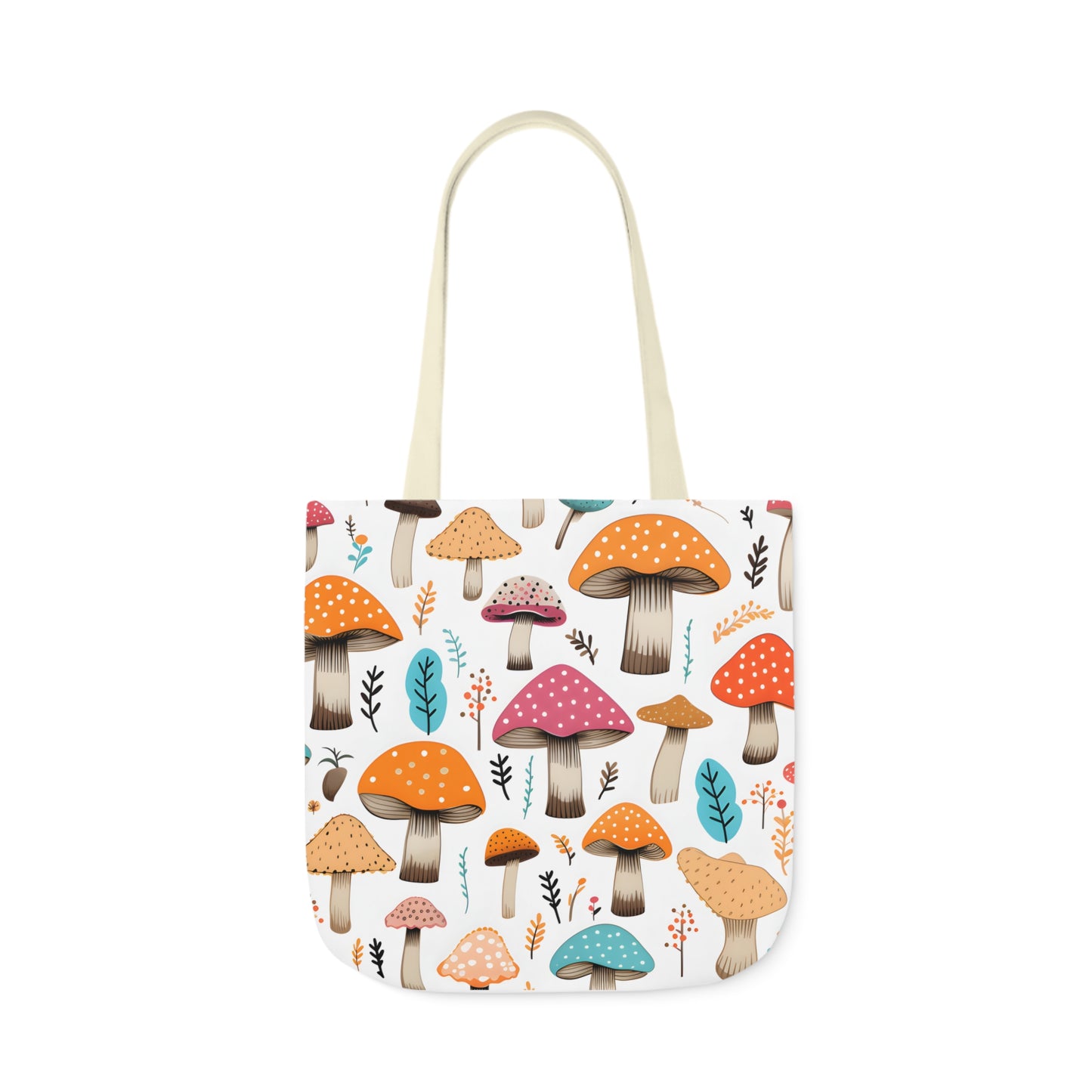 Colorful Mushroom Polyester Canvas Tote Bag (AOP)