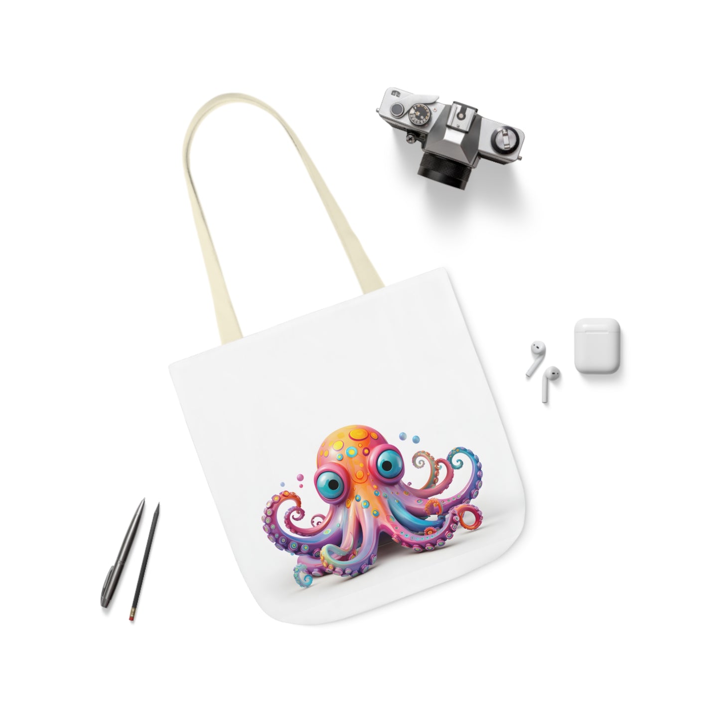 Colorful Octopus Polyester Canvas Tote Bag (AOP)