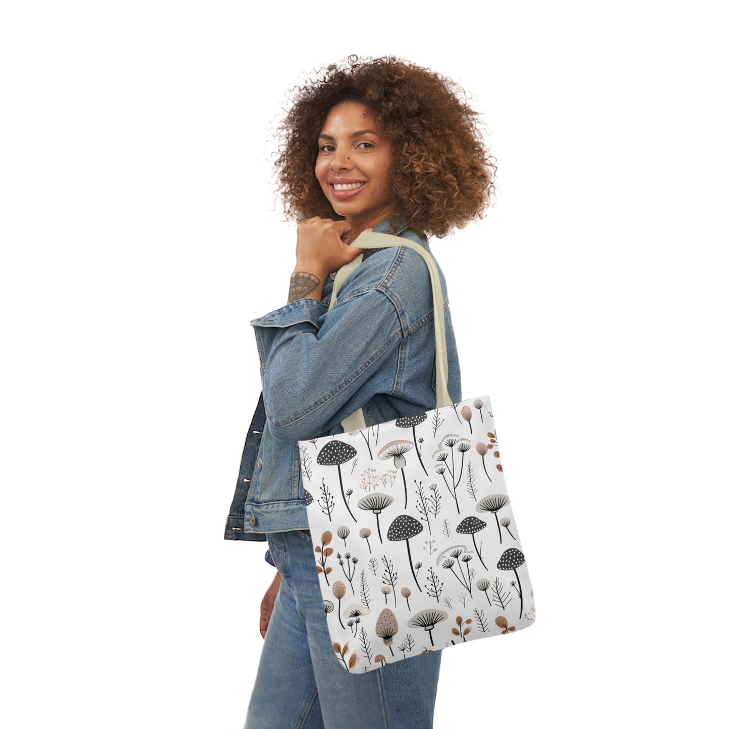 Plants and Mushrooms Polyester Canvas Tote Bag (AOP)