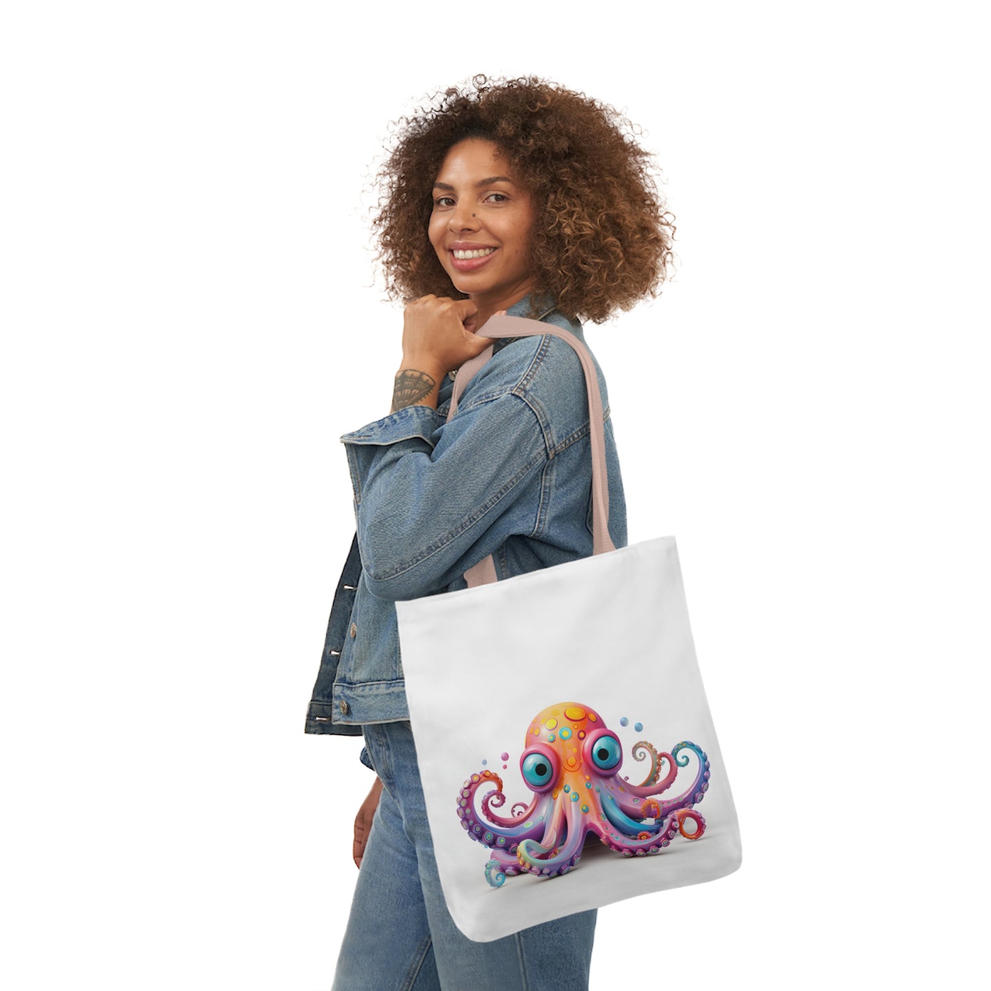 Colorful Octopus Polyester Canvas Tote Bag (AOP)