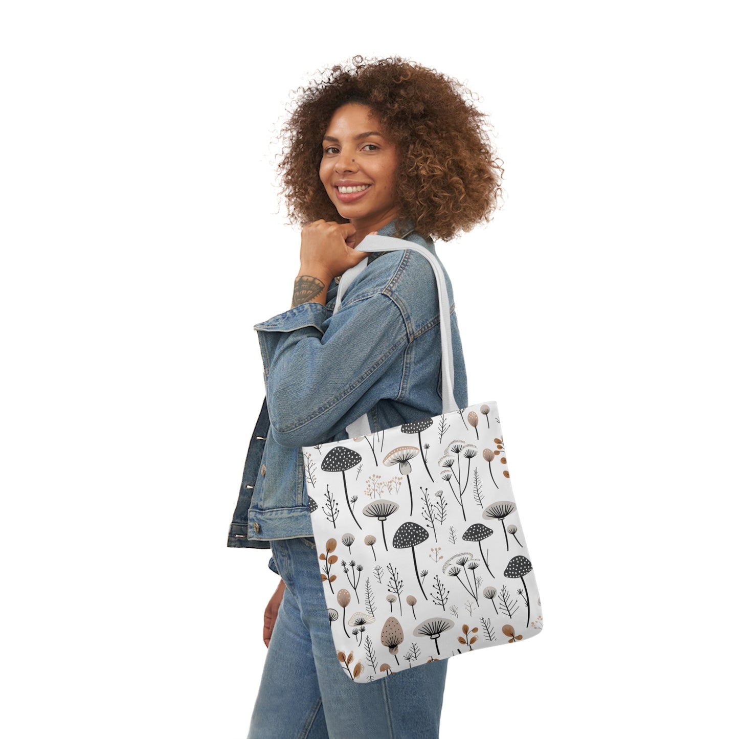 Plants and Mushrooms Polyester Canvas Tote Bag (AOP)