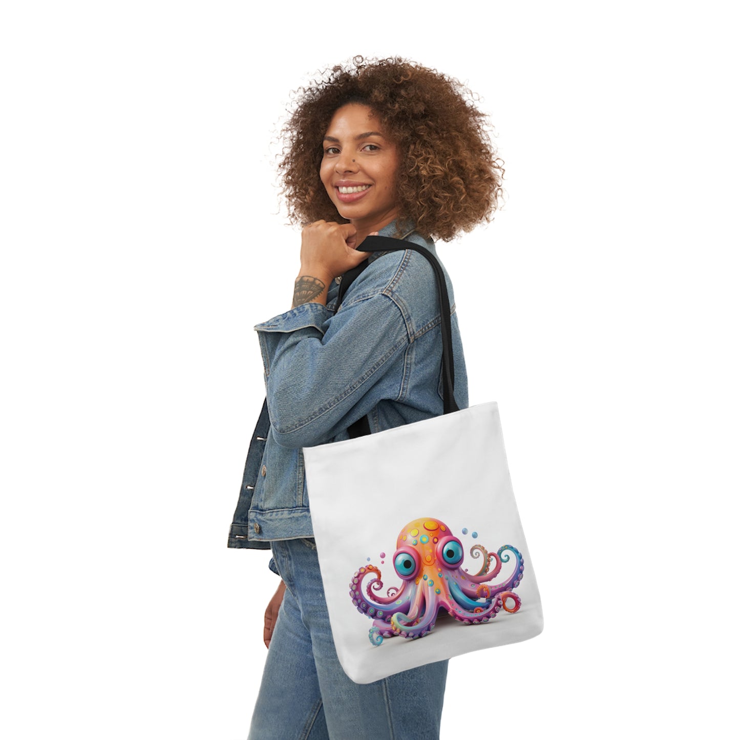 Colorful Octopus Polyester Canvas Tote Bag (AOP)
