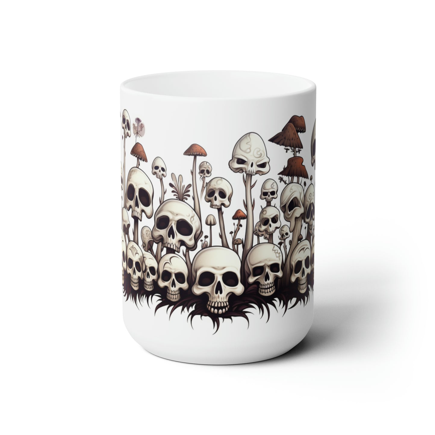Skulls and mushrooms Ceramic Mug 15oz