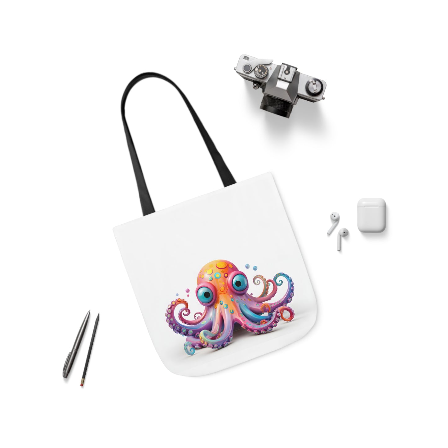 Colorful Octopus Polyester Canvas Tote Bag (AOP)
