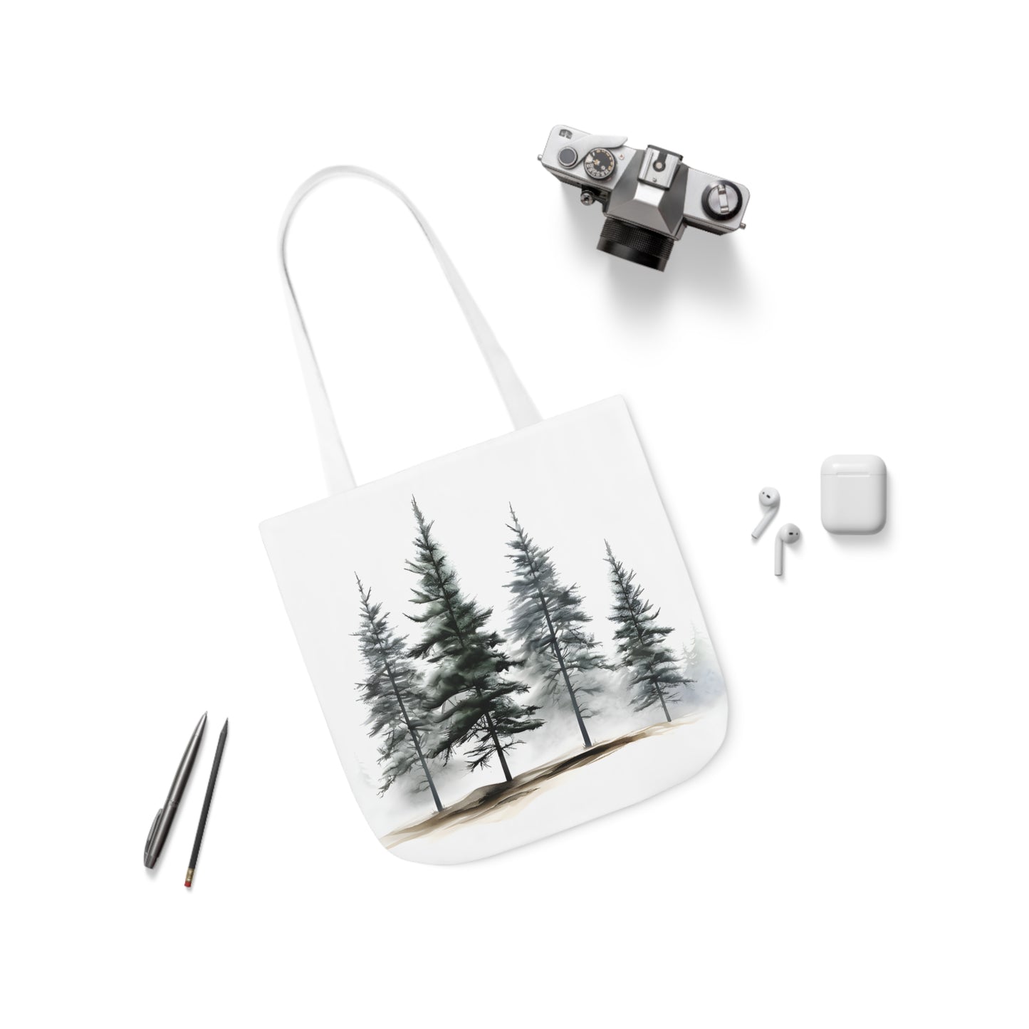 Pine Tree Polyester Canvas Tote Bag (AOP)