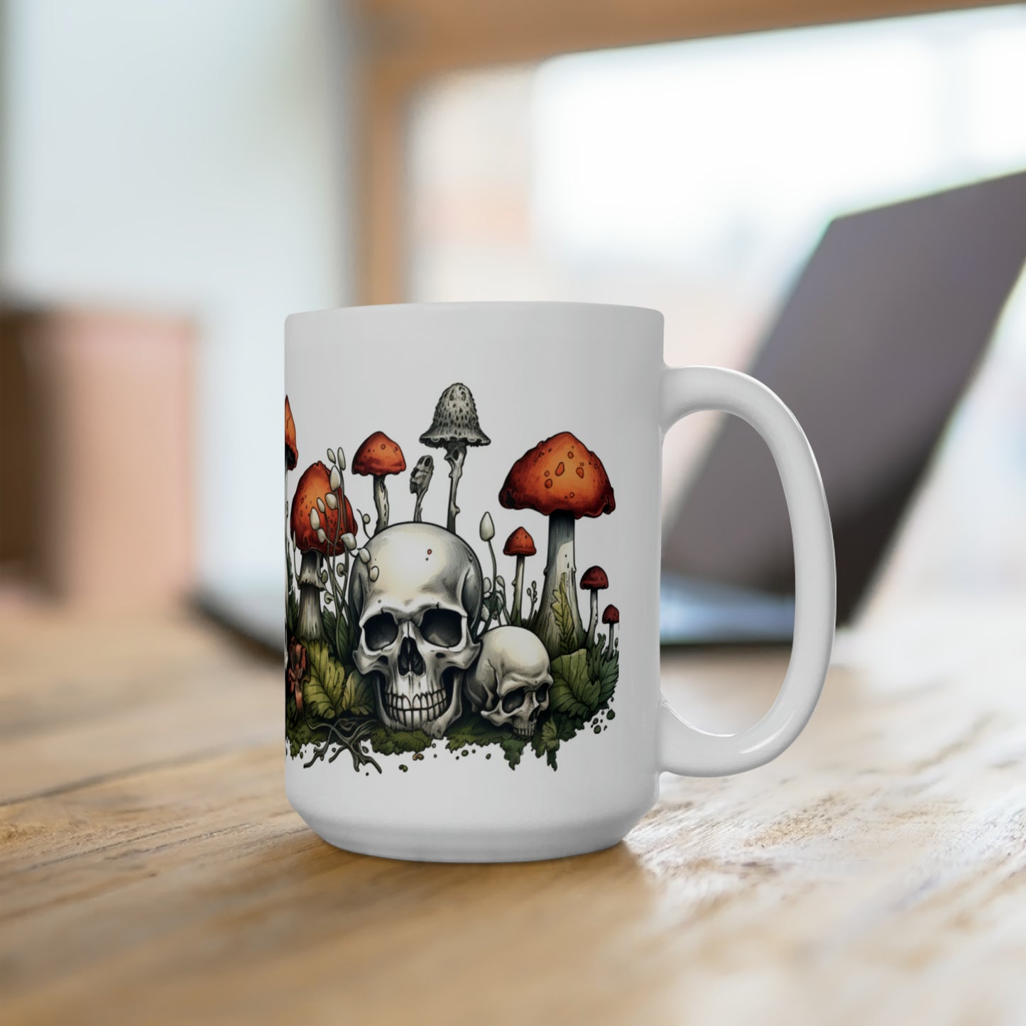 Skulls and Mushrooms Ceramic Mug 15oz