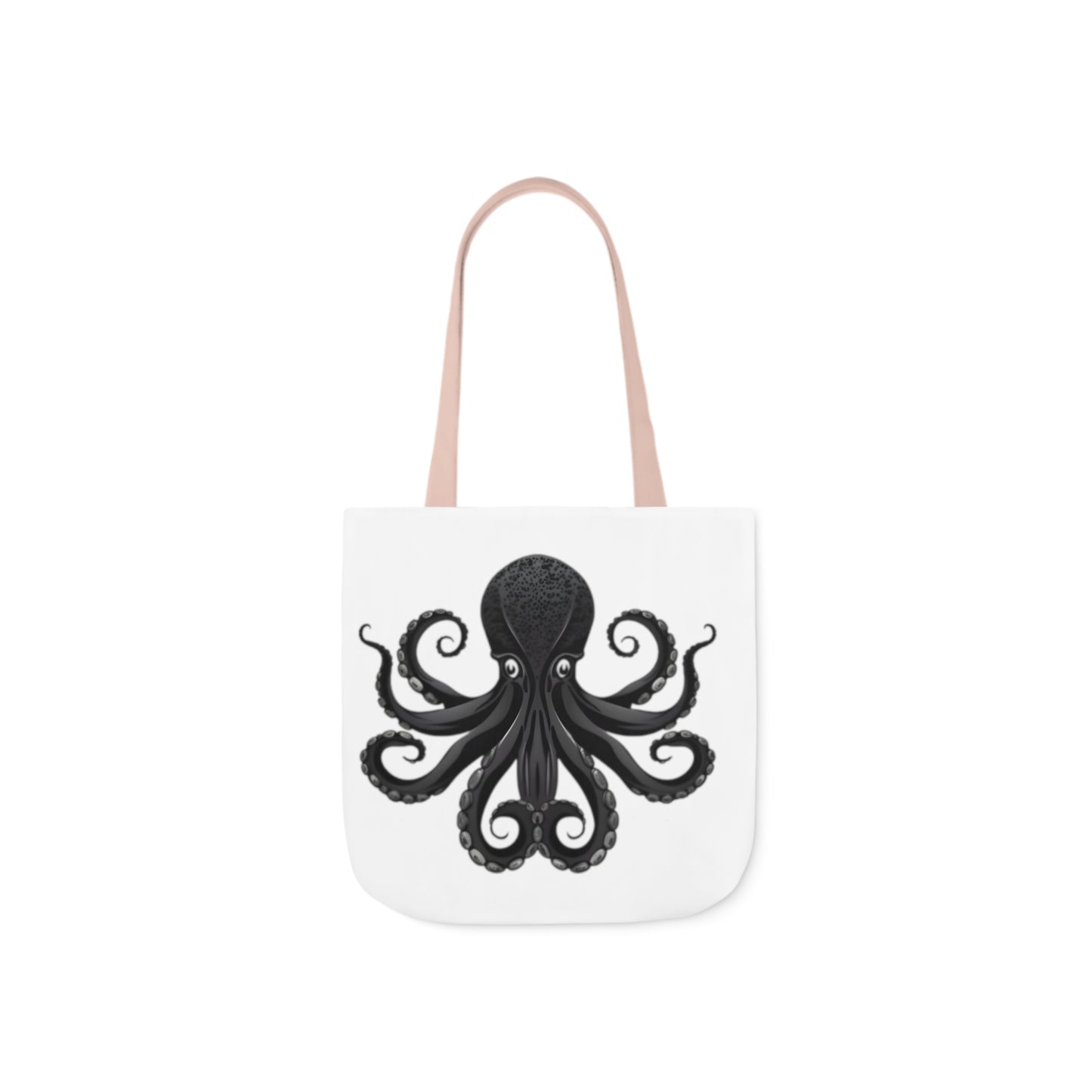 Black Octopus Polyester Canvas Tote Bag (AOP)