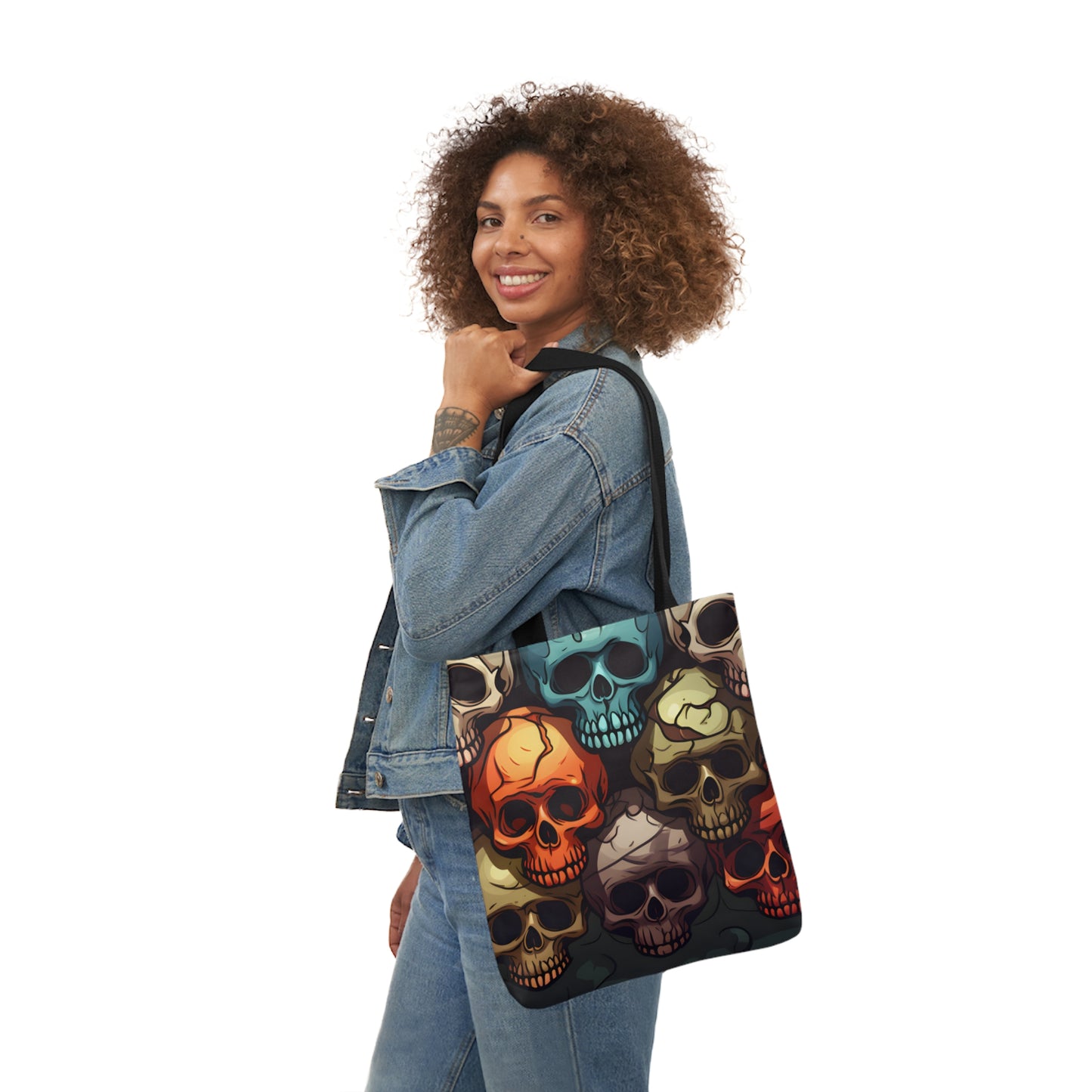 Colorful Skull Polyester Canvas Tote Bag (AOP)