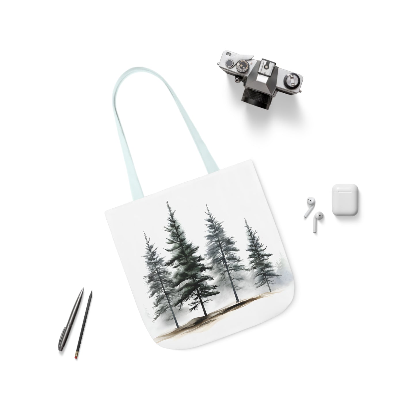 Pine Tree Polyester Canvas Tote Bag (AOP)