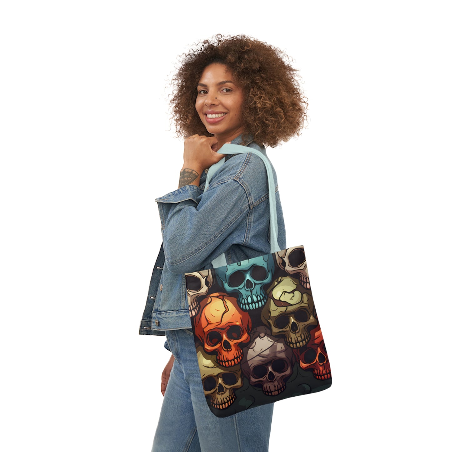Colorful Skull Polyester Canvas Tote Bag (AOP)