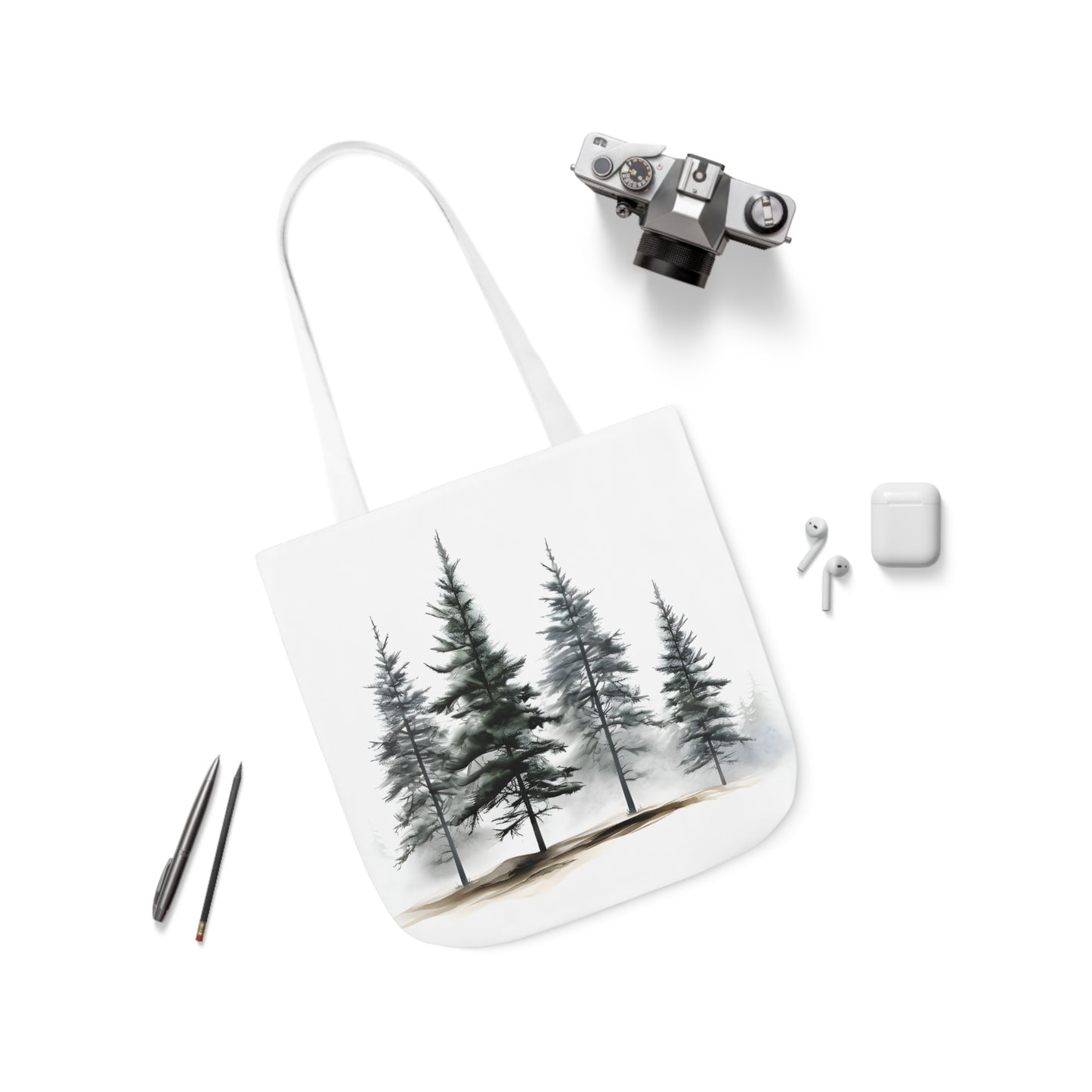 Pine Tree Polyester Canvas Tote Bag (AOP)