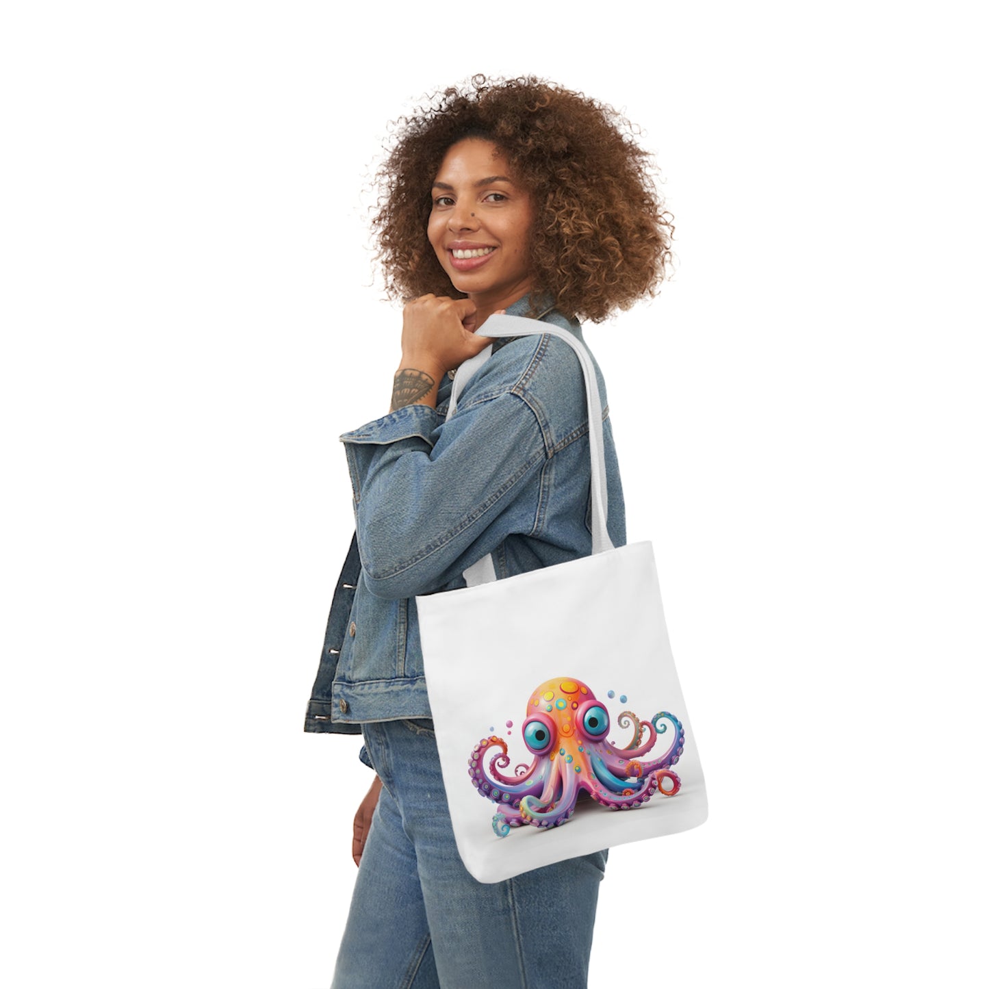Colorful Octopus Polyester Canvas Tote Bag (AOP)