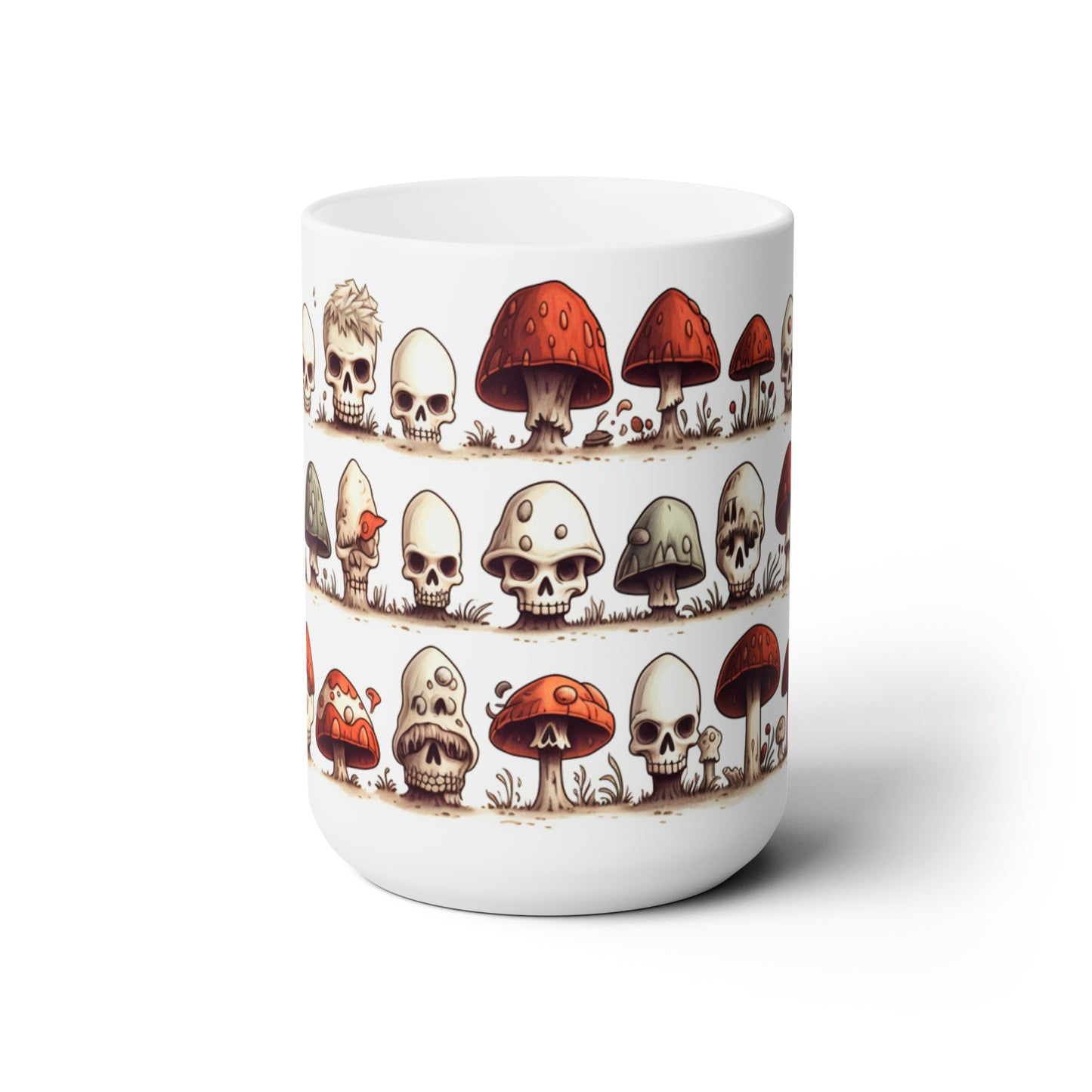 Skulls And Mushrooms Ceramic Mug 15oz