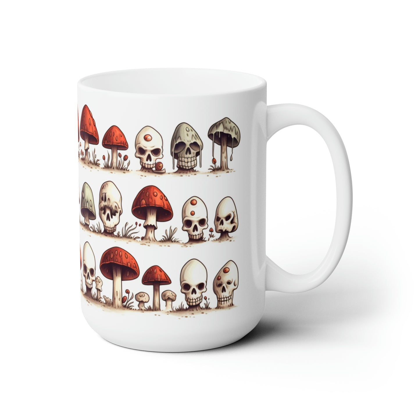 Skulls And Mushrooms Ceramic Mug 15oz