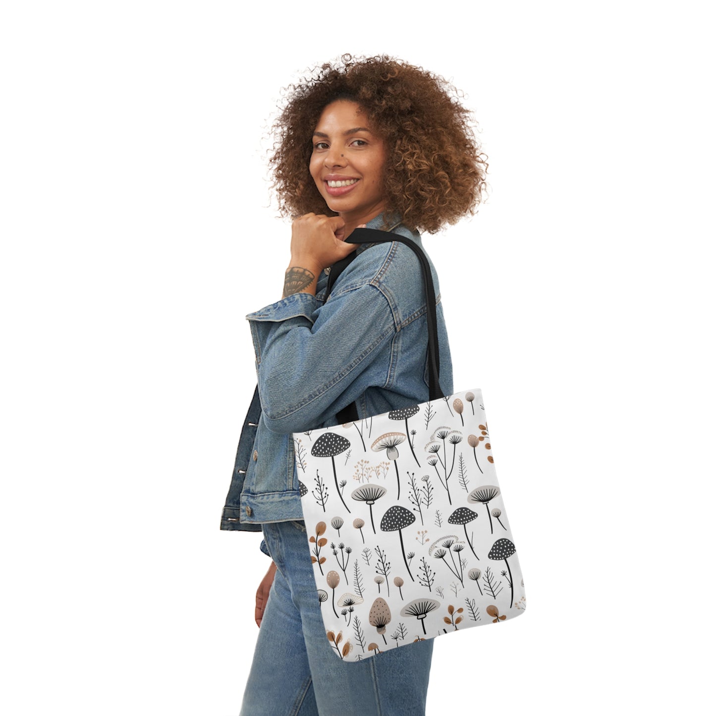 Plants and Mushrooms Polyester Canvas Tote Bag (AOP)