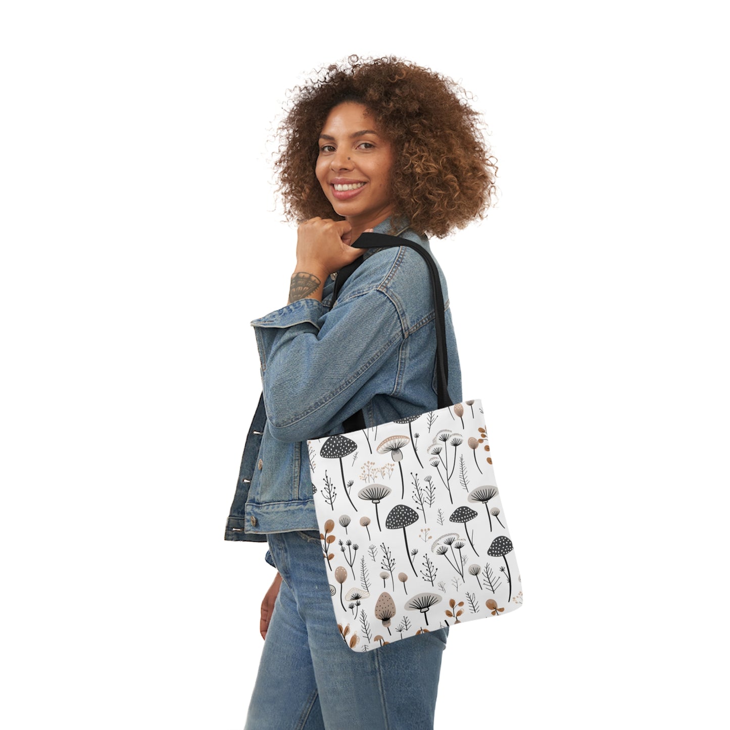 Plants and Mushrooms Polyester Canvas Tote Bag (AOP)