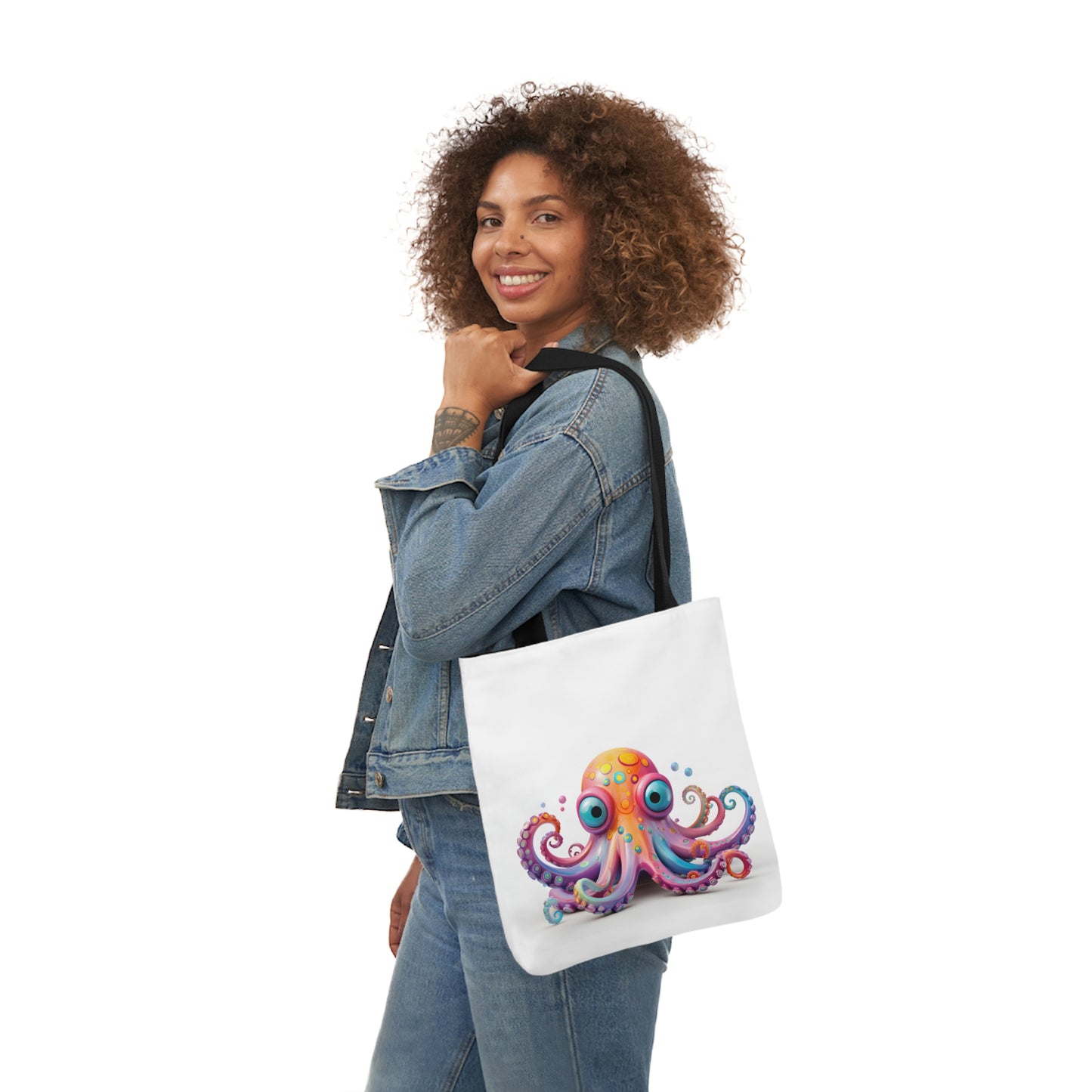 Colorful Octopus Polyester Canvas Tote Bag (AOP)