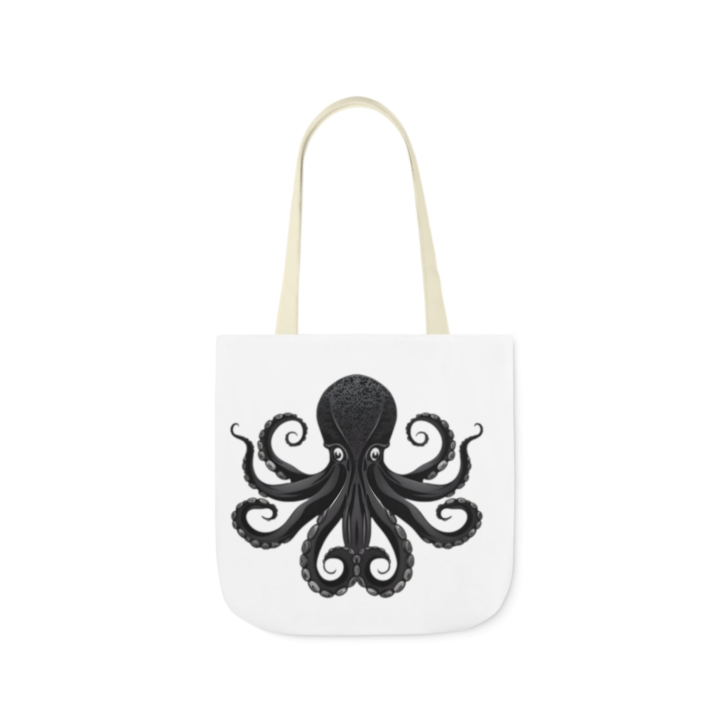 Black Octopus Polyester Canvas Tote Bag (AOP)