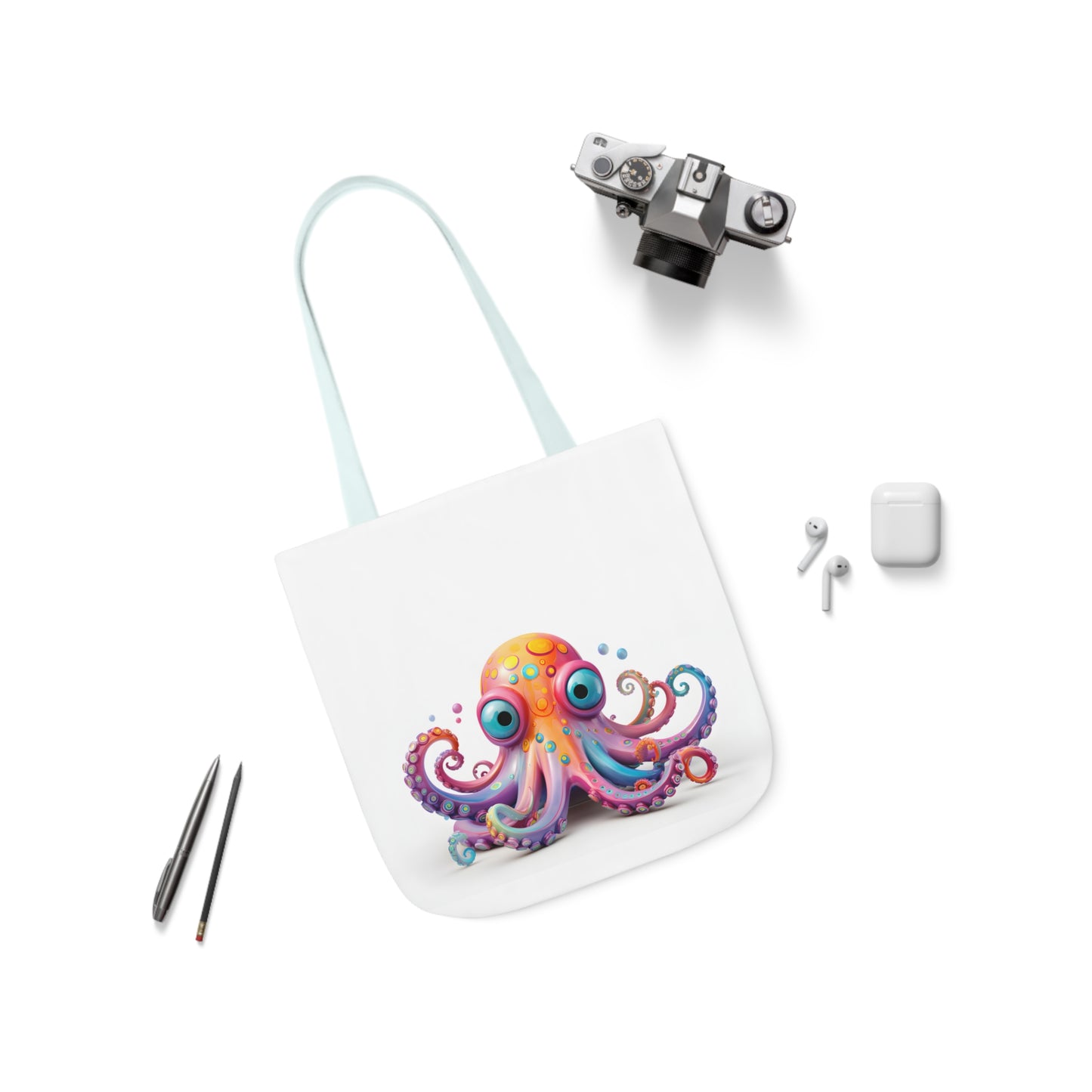 Colorful Octopus Polyester Canvas Tote Bag (AOP)