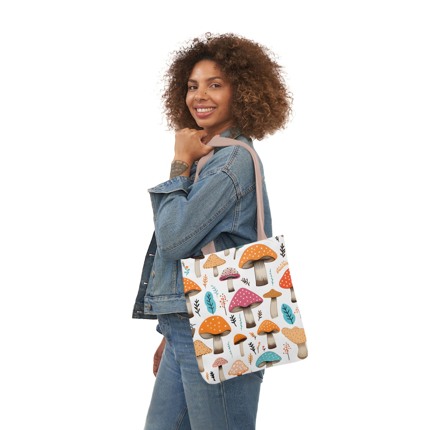 Colorful Mushroom Polyester Canvas Tote Bag (AOP)