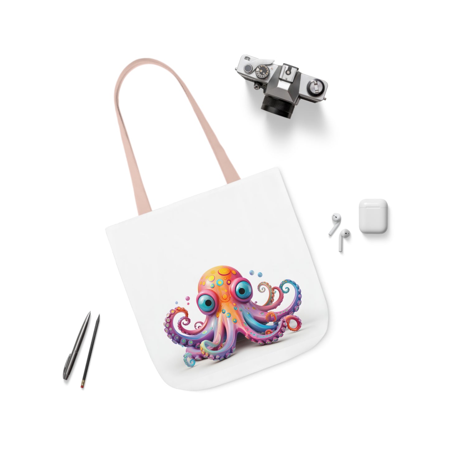 Colorful Octopus Polyester Canvas Tote Bag (AOP)
