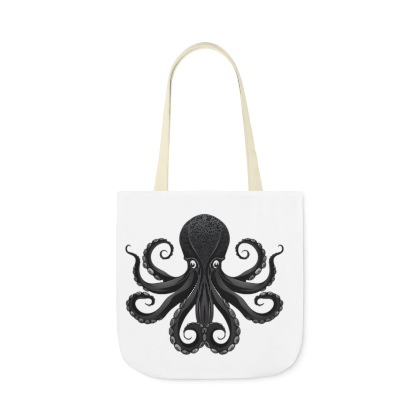 Black Octopus Polyester Canvas Tote Bag (AOP)