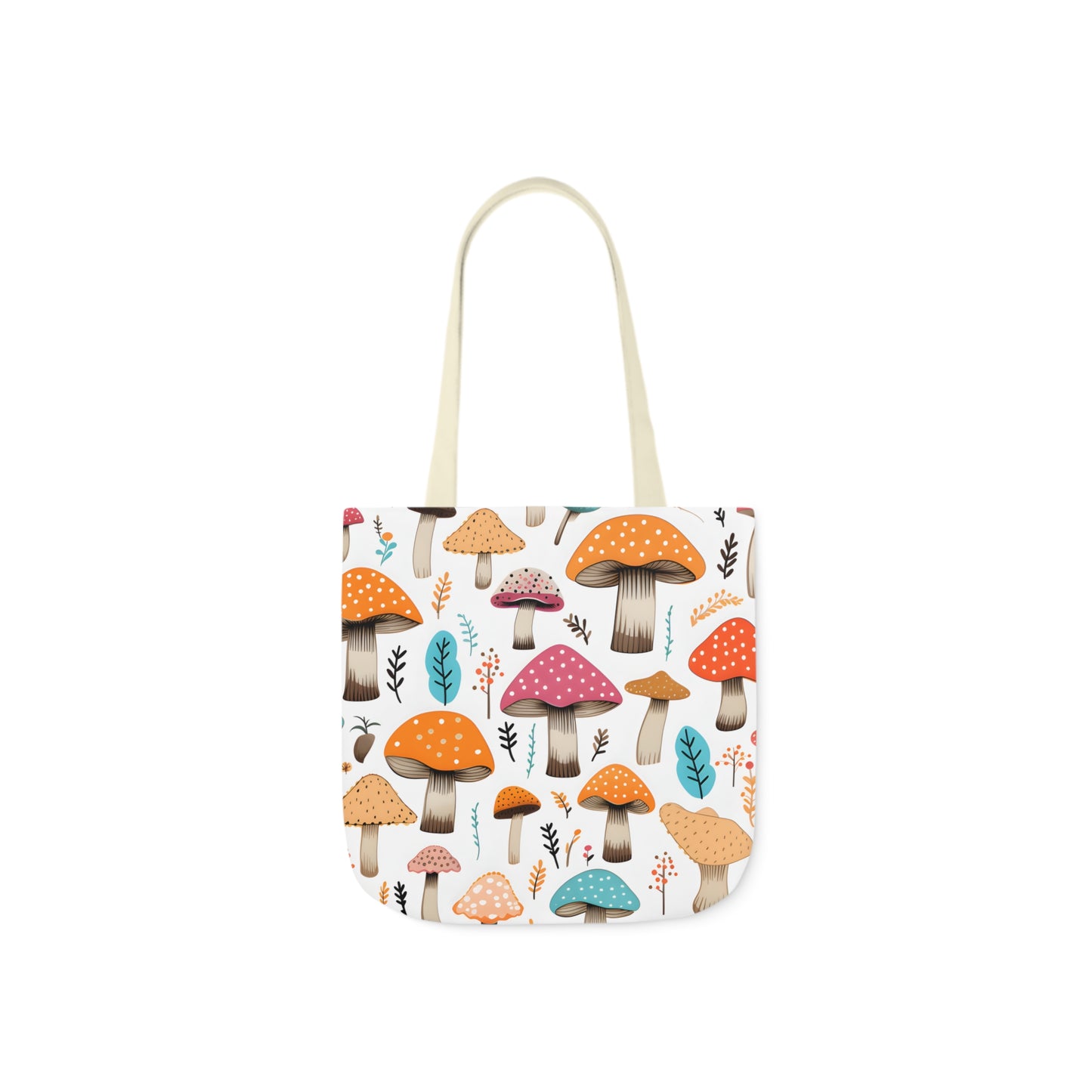 Colorful Mushroom Polyester Canvas Tote Bag (AOP)