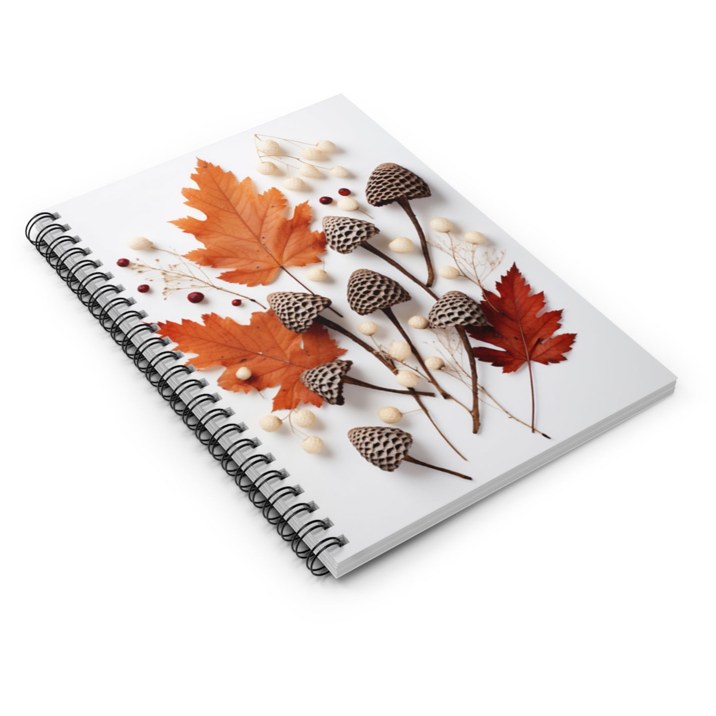 Mushrooms and Fall Leaves Spiral Notebook - Ruled Line