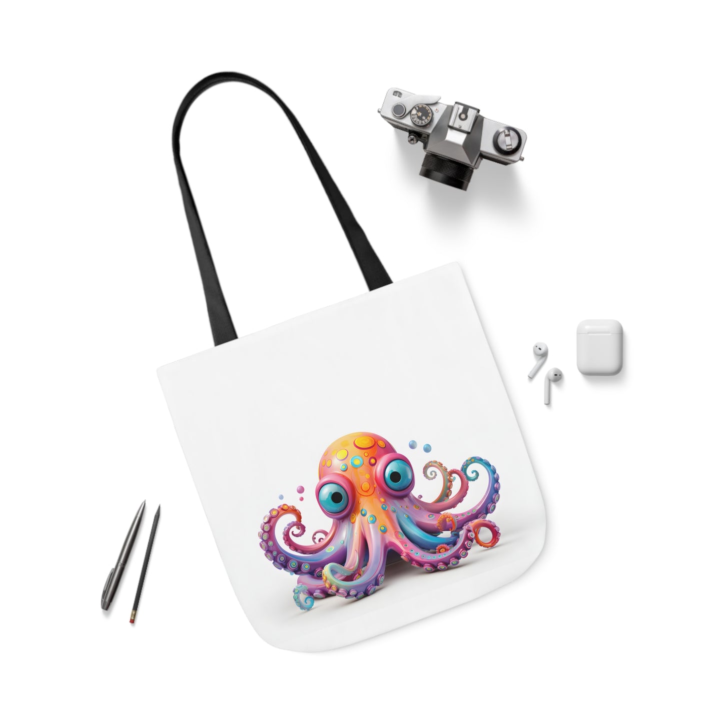 Colorful Octopus Polyester Canvas Tote Bag (AOP)