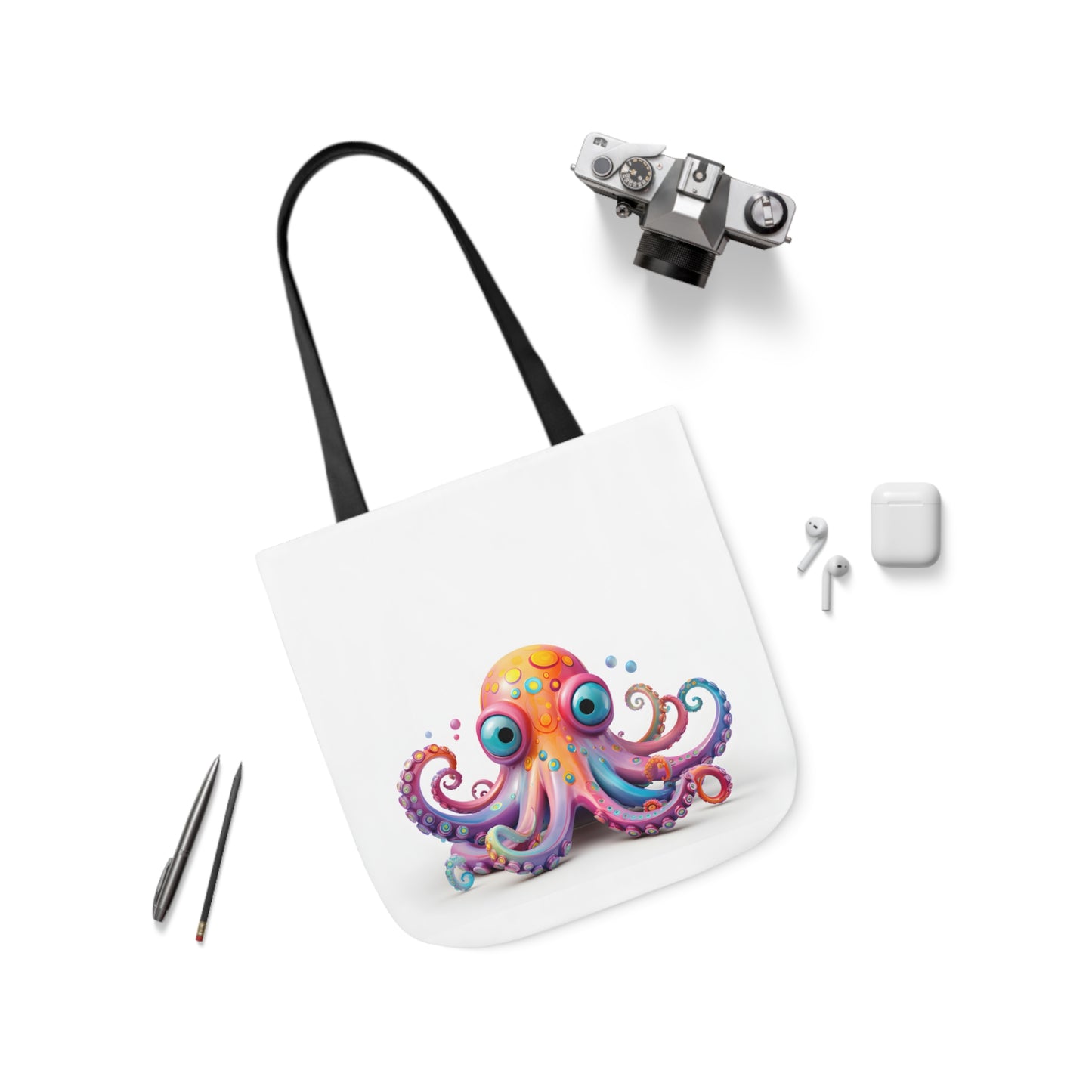 Colorful Octopus Polyester Canvas Tote Bag (AOP)