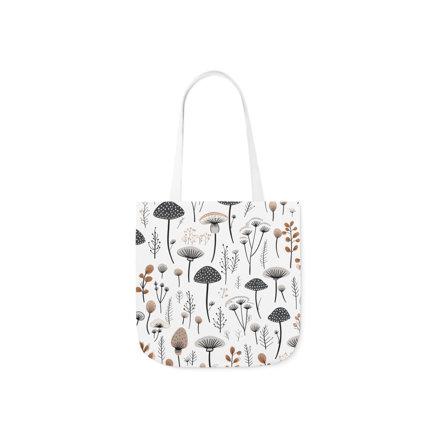 Plants and Mushrooms Polyester Canvas Tote Bag (AOP)