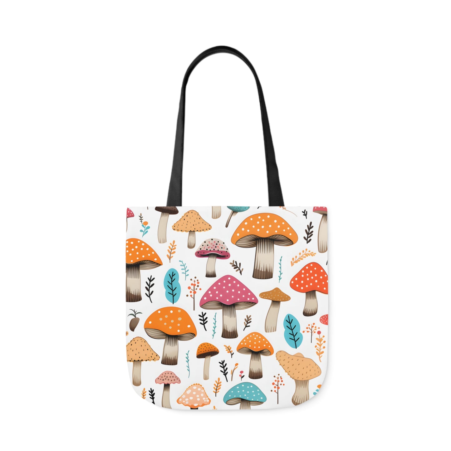 Colorful Mushroom Polyester Canvas Tote Bag (AOP)