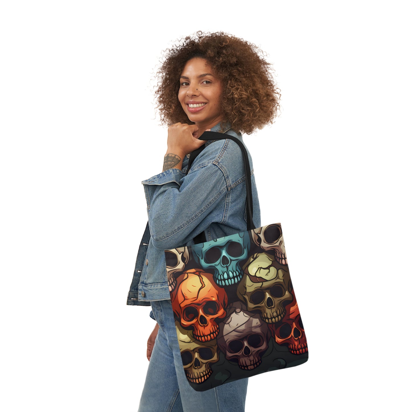 Colorful Skull Polyester Canvas Tote Bag (AOP)