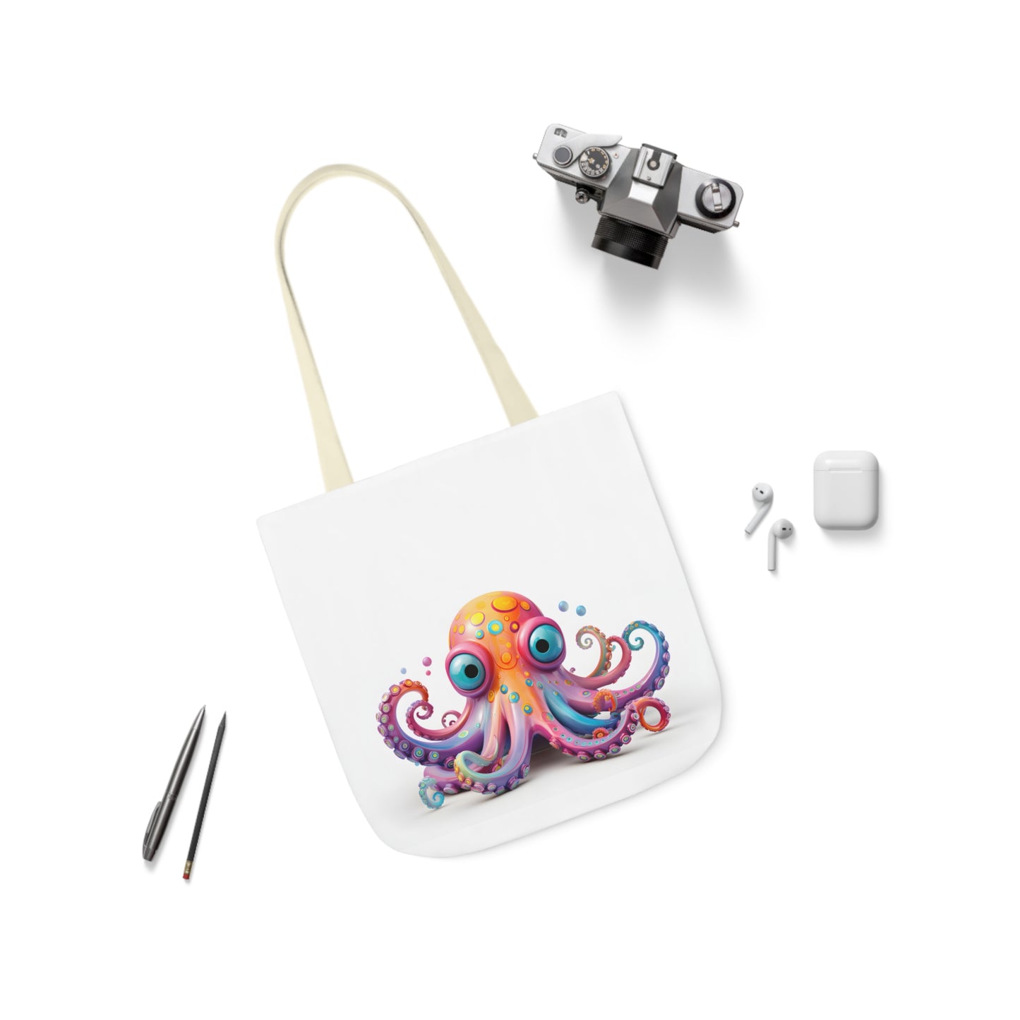 Colorful Octopus Polyester Canvas Tote Bag (AOP)