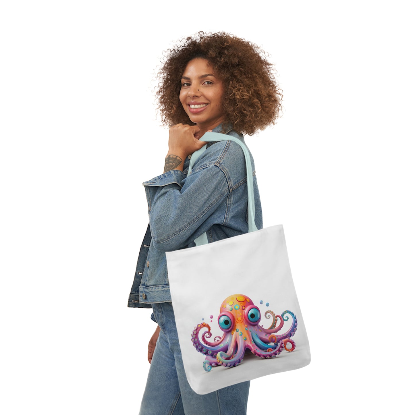 Colorful Octopus Polyester Canvas Tote Bag (AOP)