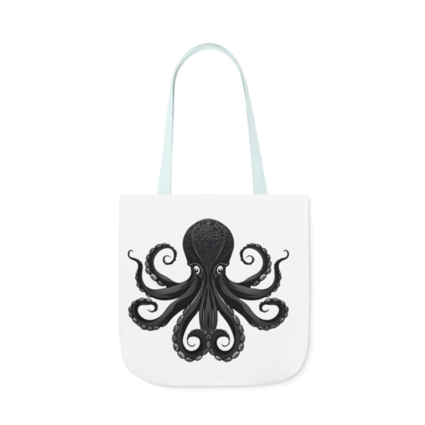 Black Octopus Polyester Canvas Tote Bag (AOP)