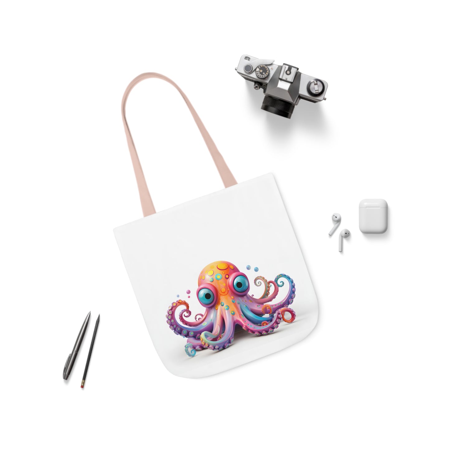 Colorful Octopus Polyester Canvas Tote Bag (AOP)