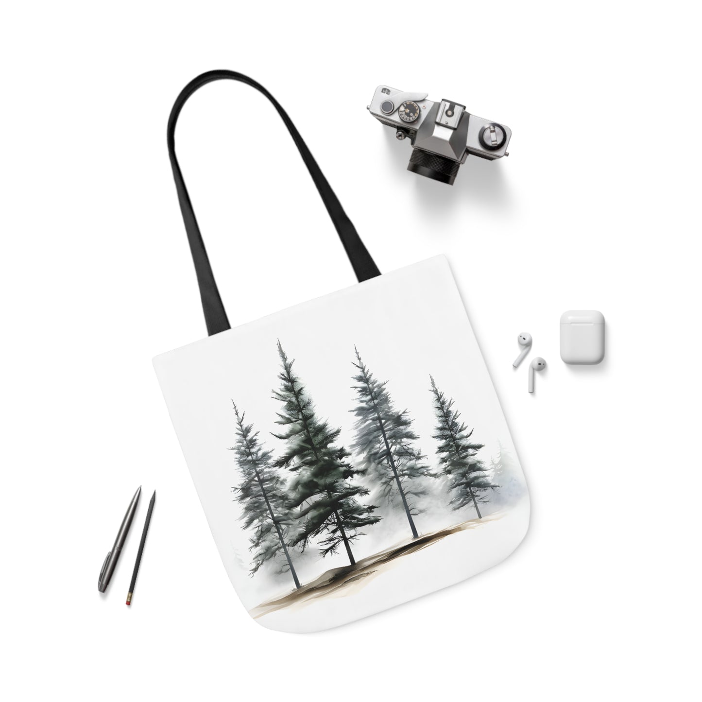 Pine Tree Polyester Canvas Tote Bag (AOP)
