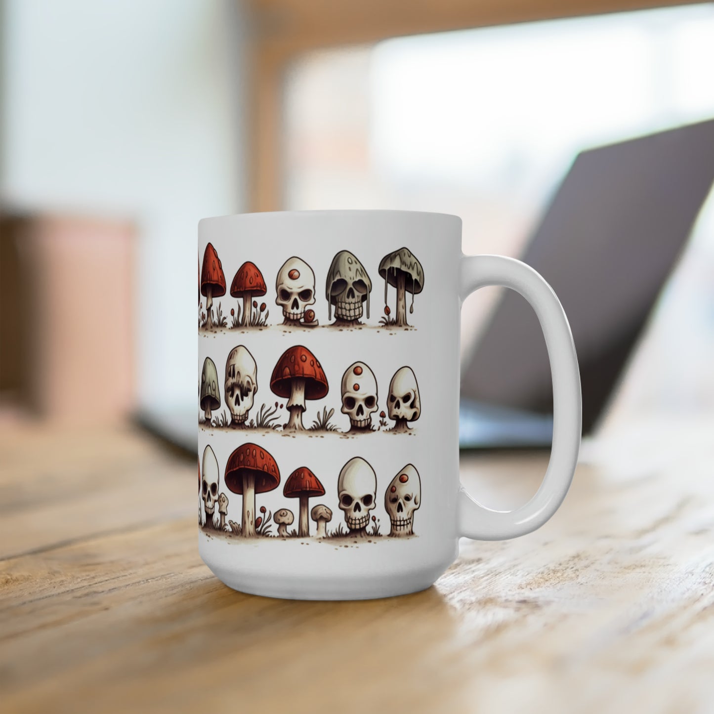 Skulls And Mushrooms Ceramic Mug 15oz