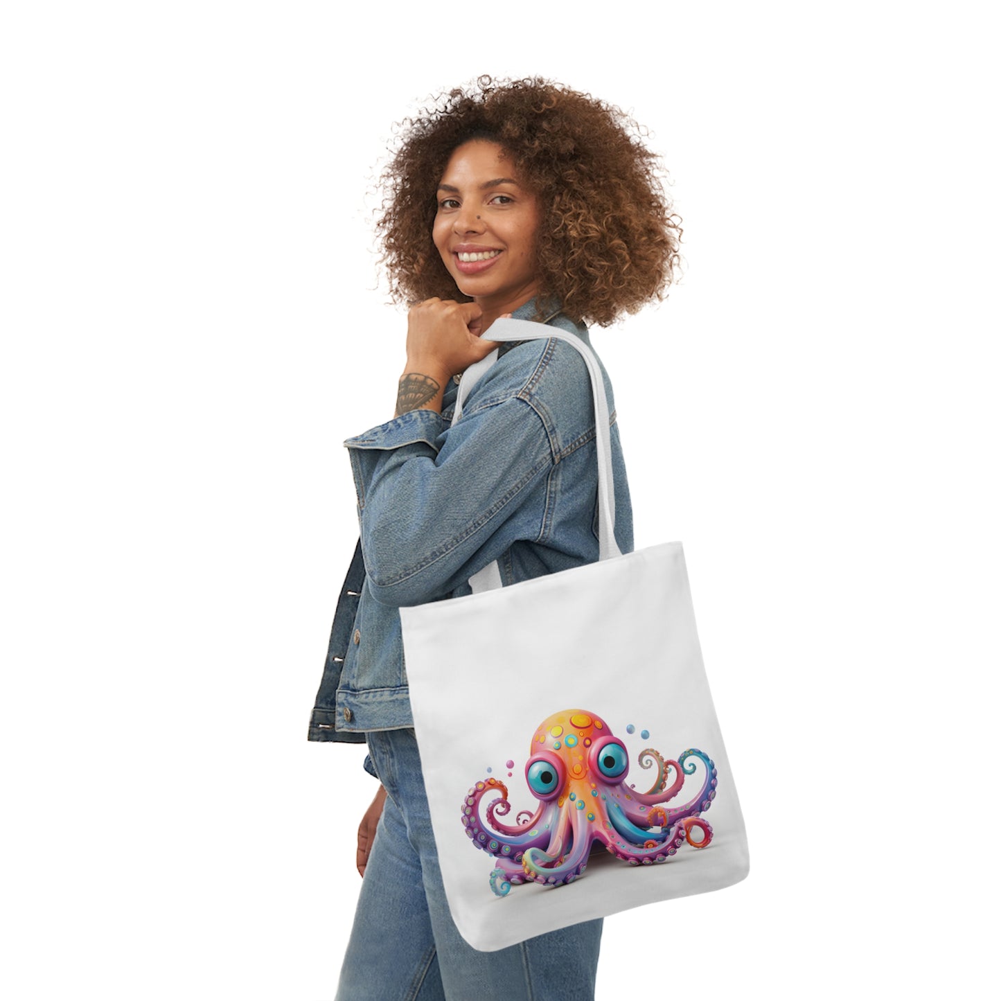 Colorful Octopus Polyester Canvas Tote Bag (AOP)