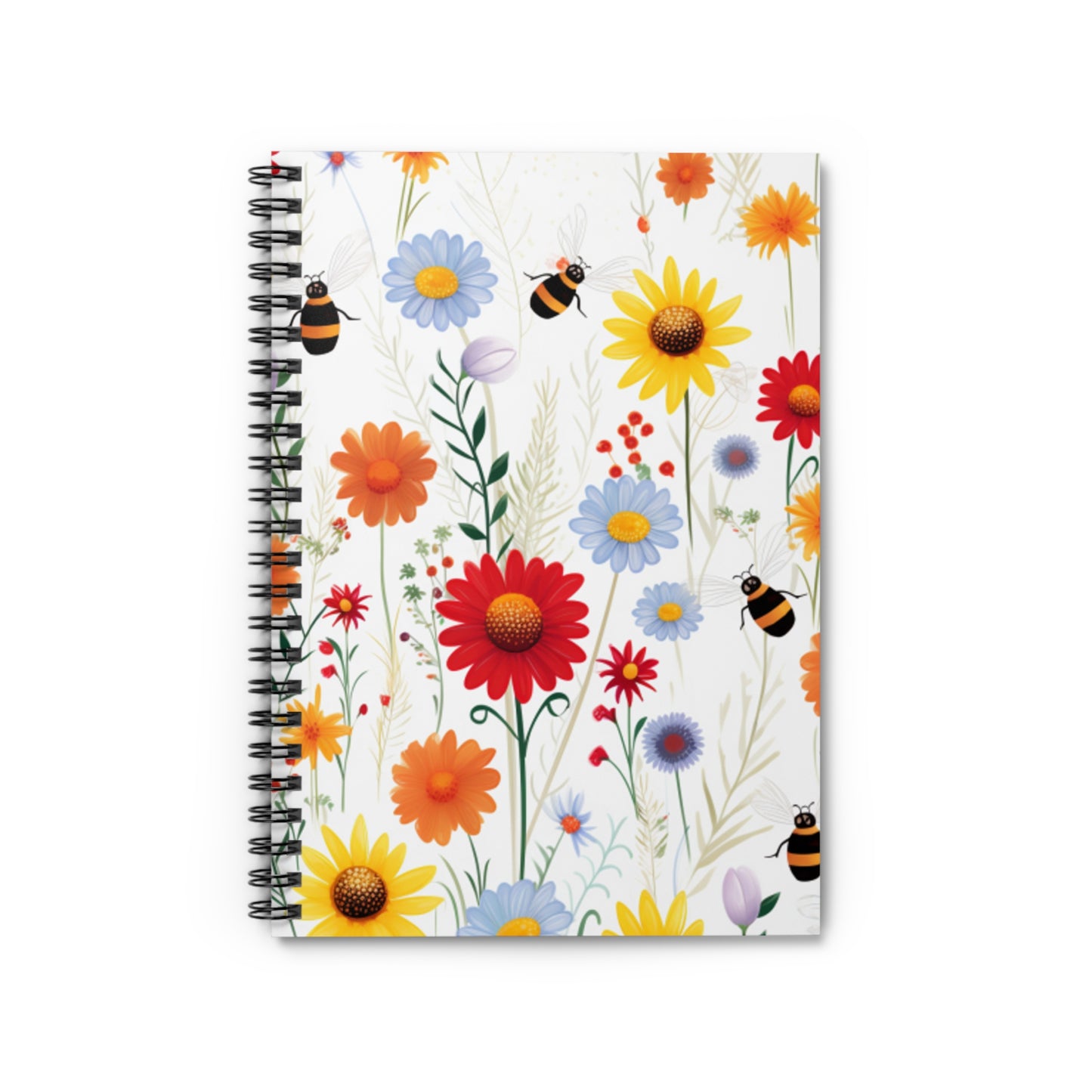 Bumble Bee Flower Spiral Notebook - Ruled Line