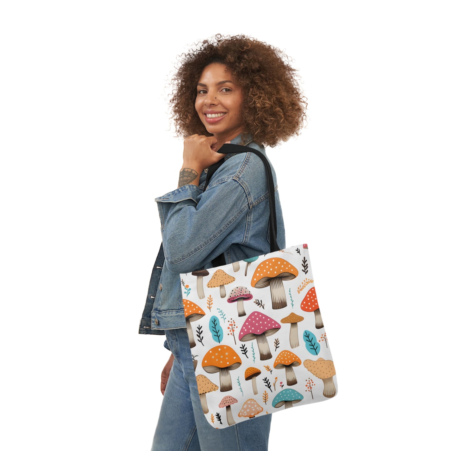Colorful Mushroom Polyester Canvas Tote Bag (AOP)