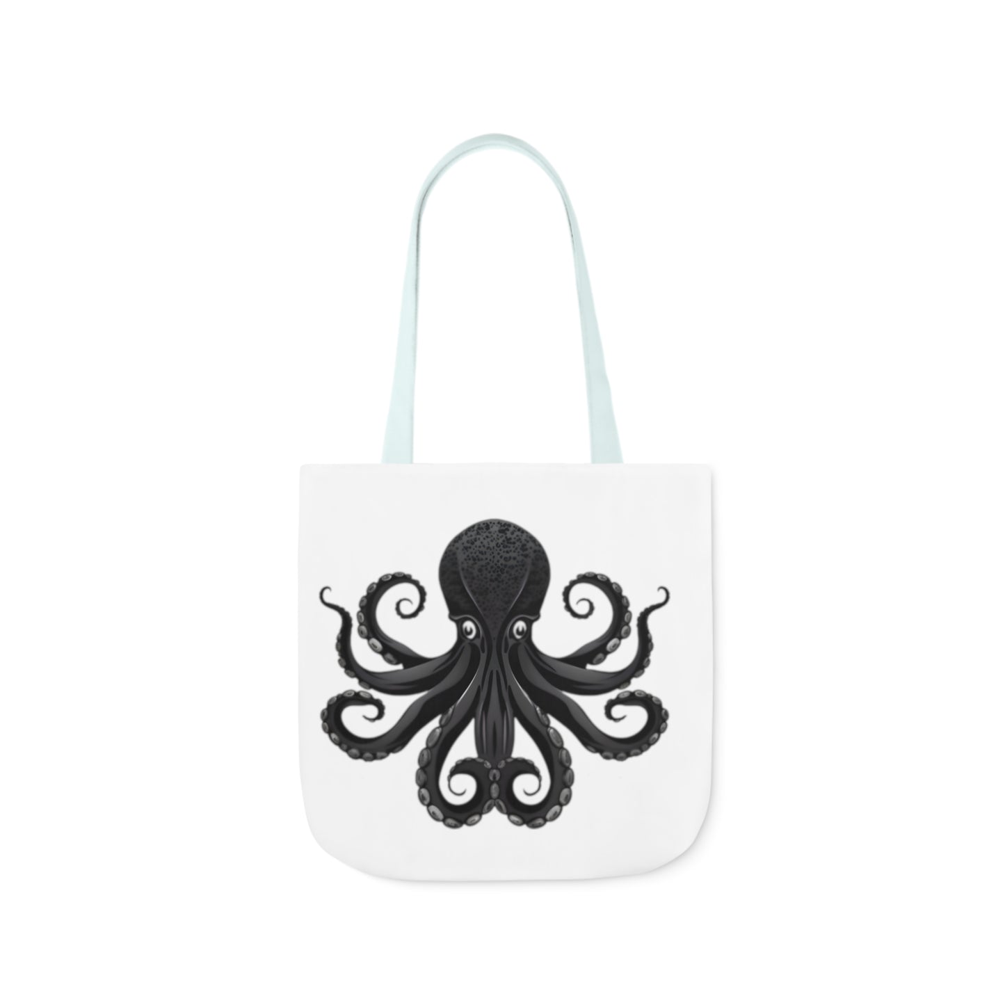 Black Octopus Polyester Canvas Tote Bag (AOP)