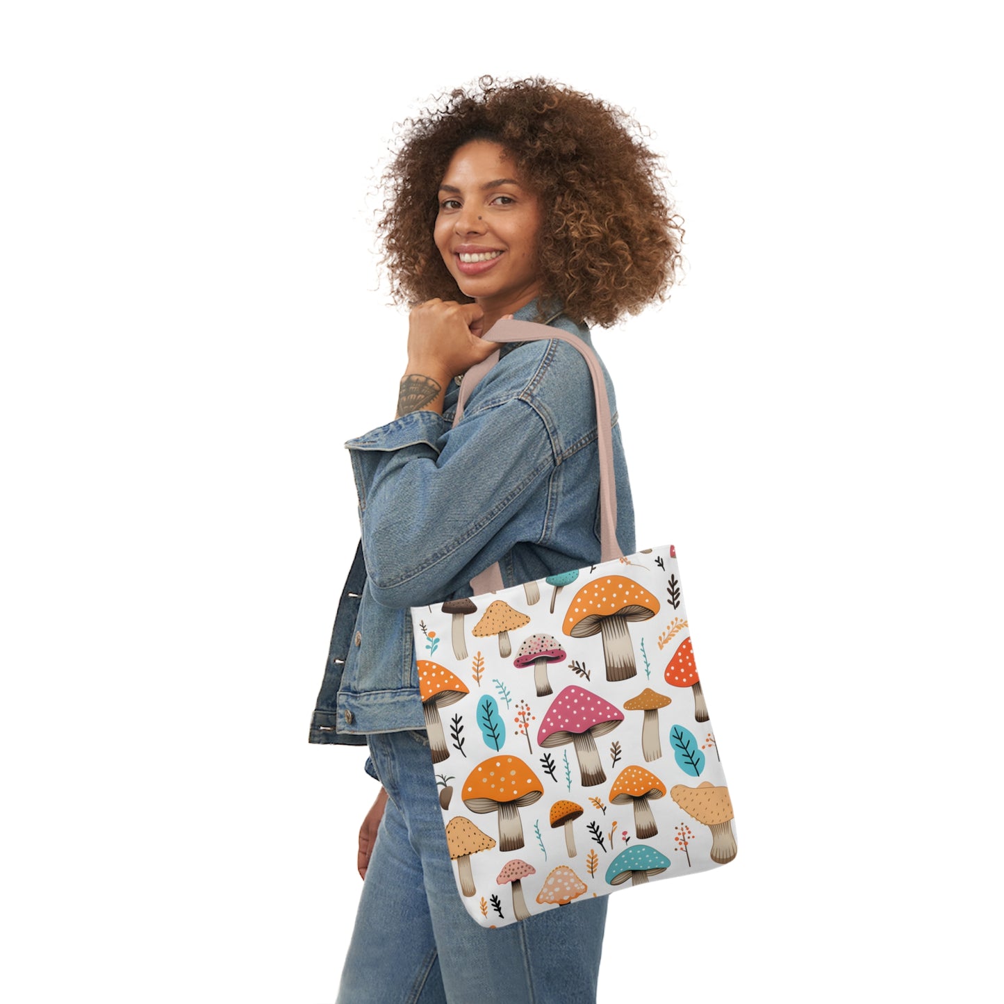 Colorful Mushroom Polyester Canvas Tote Bag (AOP)
