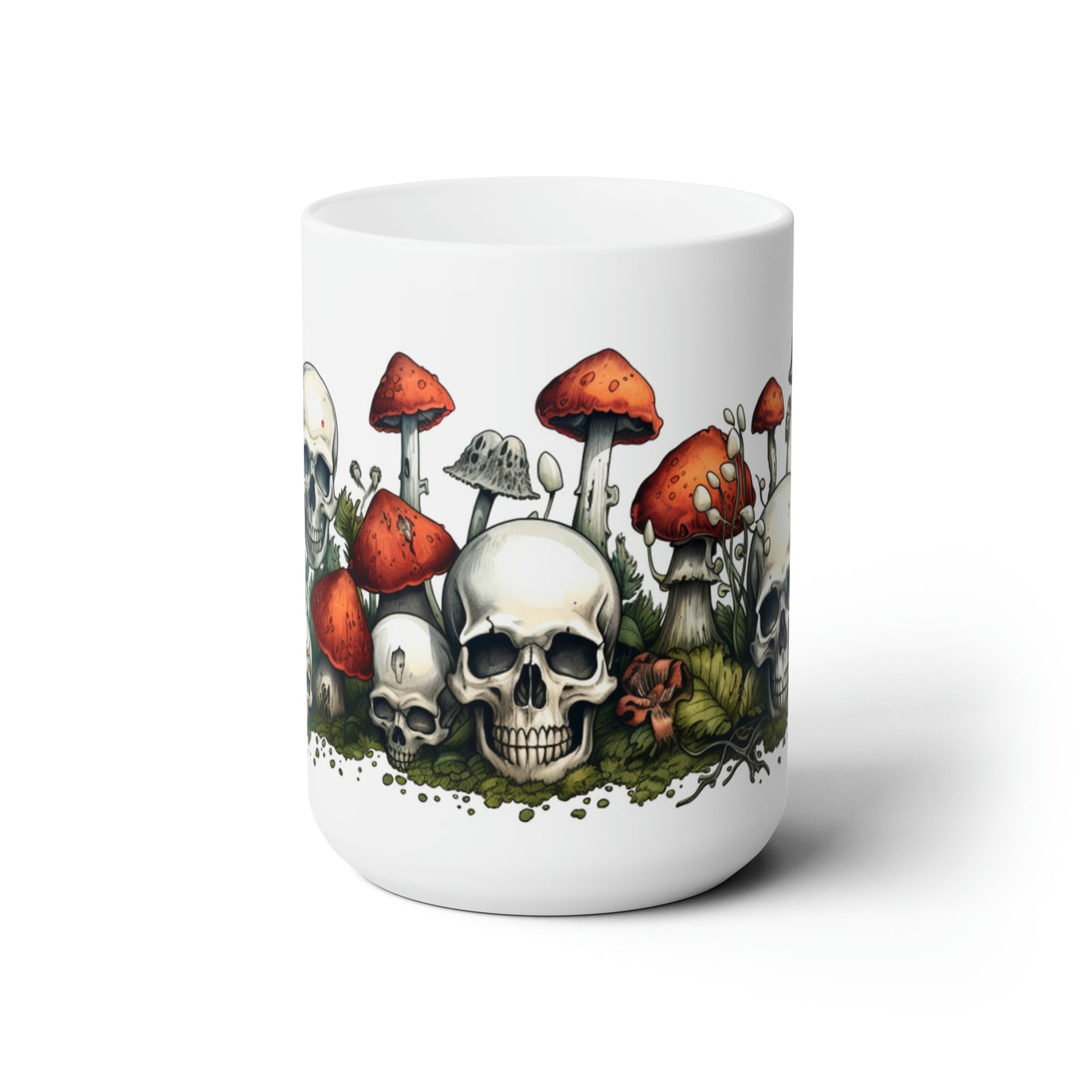 Skulls and Mushrooms Ceramic Mug 15oz